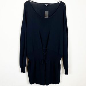 Simply Be Plus Size Dropped Waist Cinched Lace-Up Tunic Sweater, Size 28/30